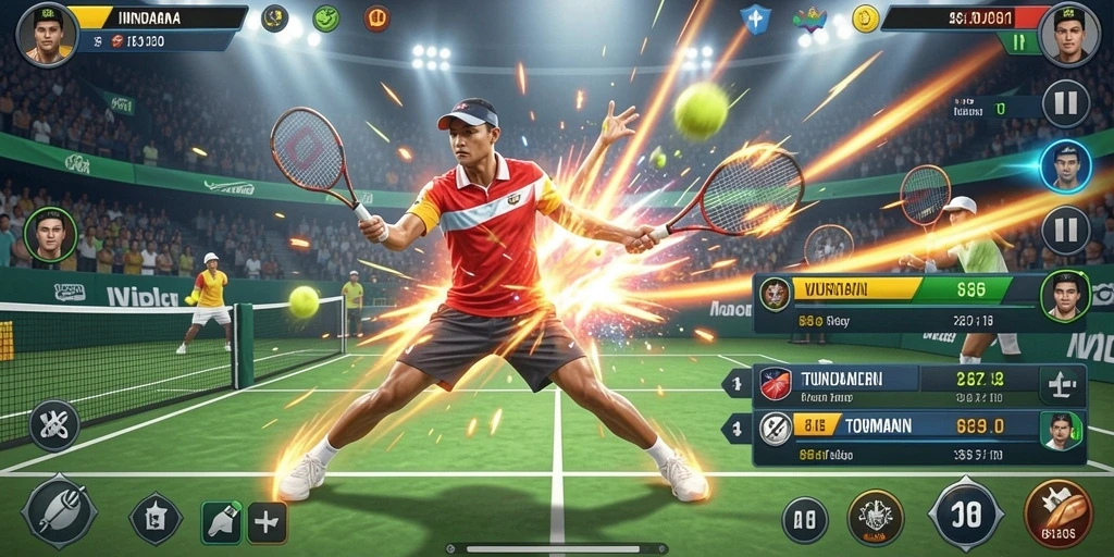 Tangkapan layar dari pertempuran epik dalam game.